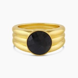NWT Gorjana Power Gemstone Reed Ring for Balance in Gold and Labradorite